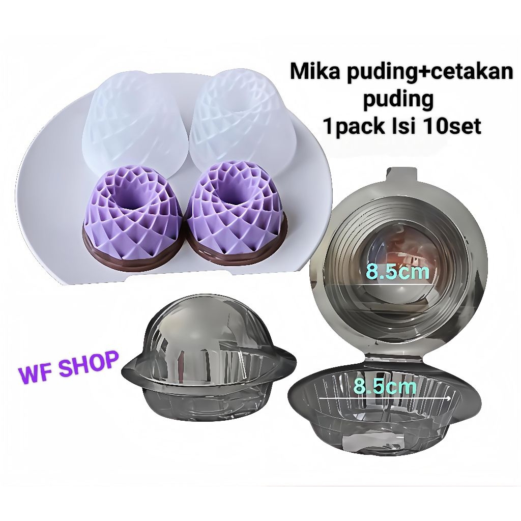 Mika Pudding+ Cetakan pudding Isi 10set Setengah Bulat Mini