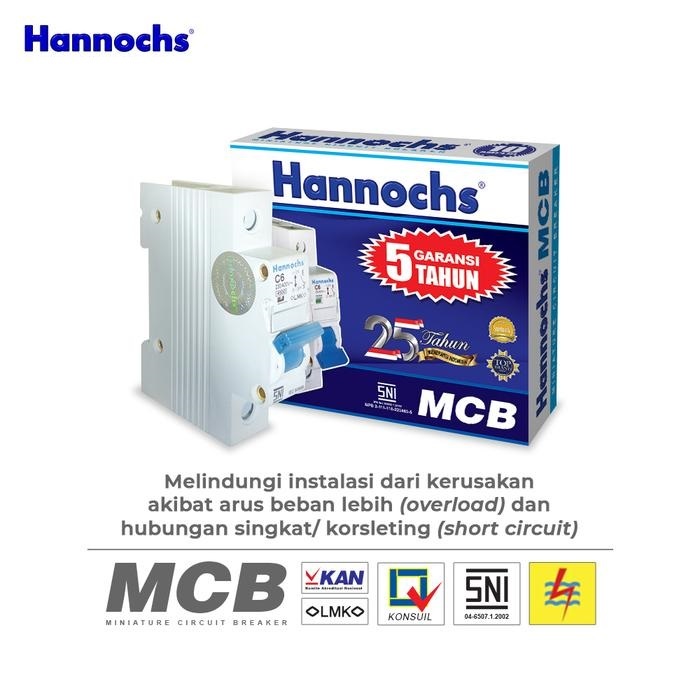 MCB HANNOCHS 1 Phase 2A 4A 6A 10A 16A 20A 25A 32A 40A MCB PLN MURAH MERIAH HANNOCHS MCB