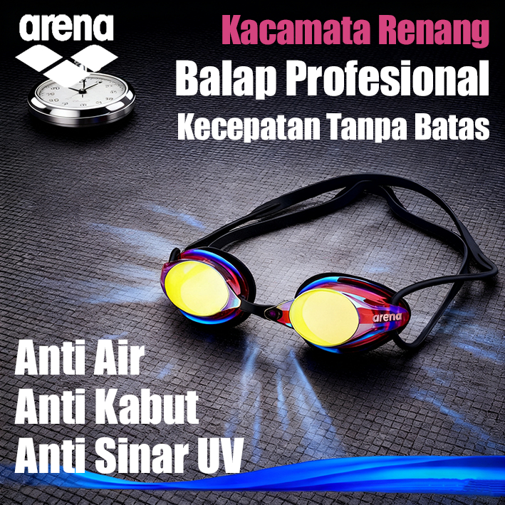 Arena Kacamata Renang HD Anti UV Tahan Kabut Pria Wanita Frame Kecil Profesional Balap
