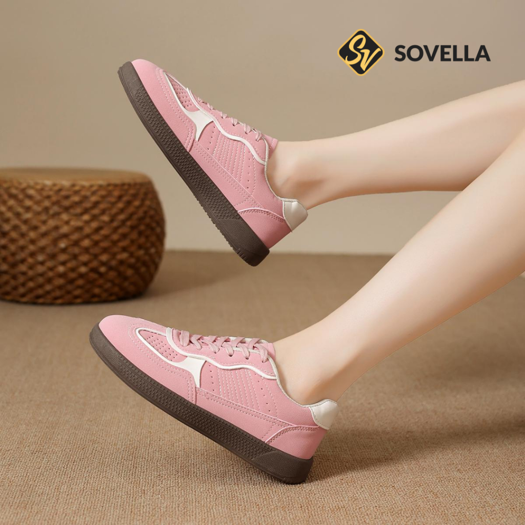 Awet Sovella Alexa Sepatu Sneakers Olahraga Sport Kets Putih Hitam Wanita