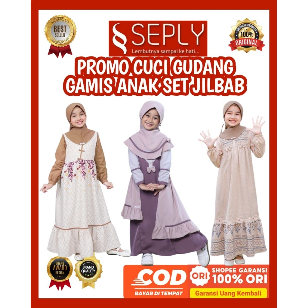 SEPLY Promo Special Price Habisin Stock - Gamis Anak Seply Cuci Gudang - Gamis Anak Seply Diskon 50%