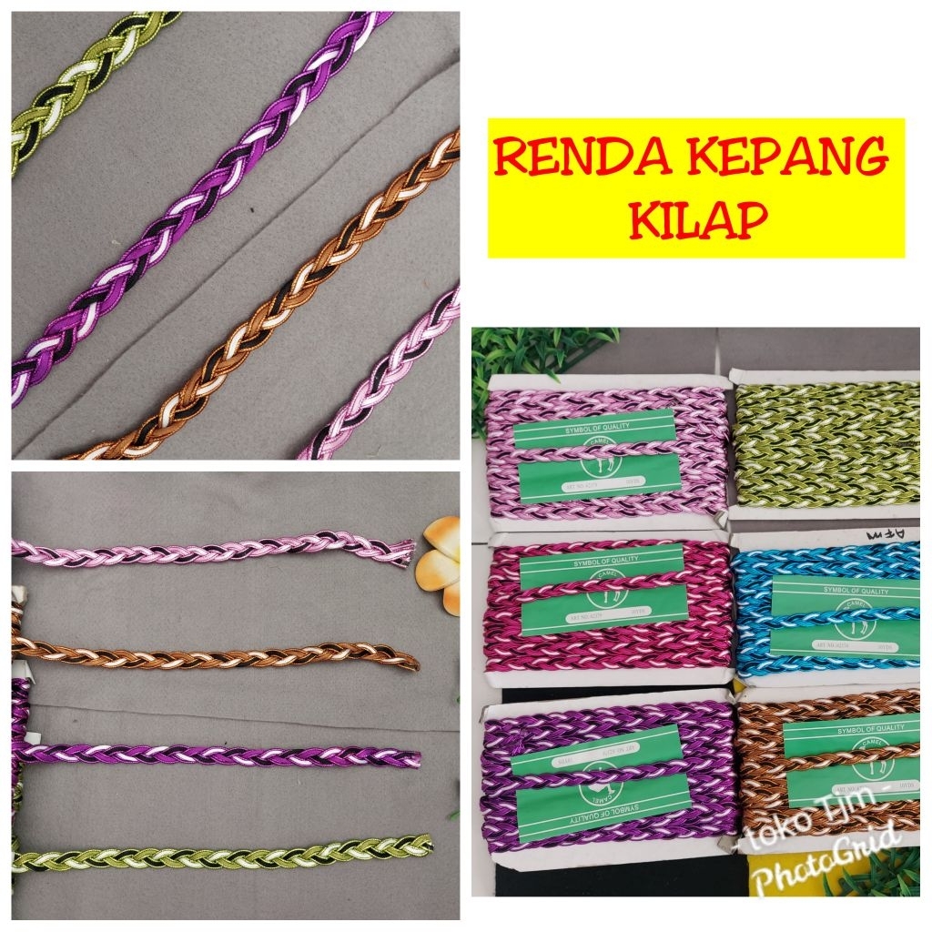 RENDA KEPANG KILAP 1CM / RENDA KEPANG KILAU 1CM / RENDA KEPANG WARNA 1CM