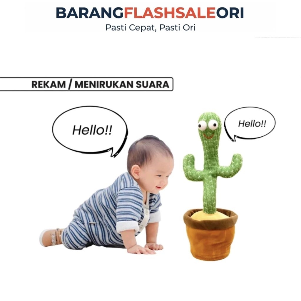 Boneka Kaktus Goyang Lampu dan Berbicara/Boneka Kaktus Joget / kaktus goyang