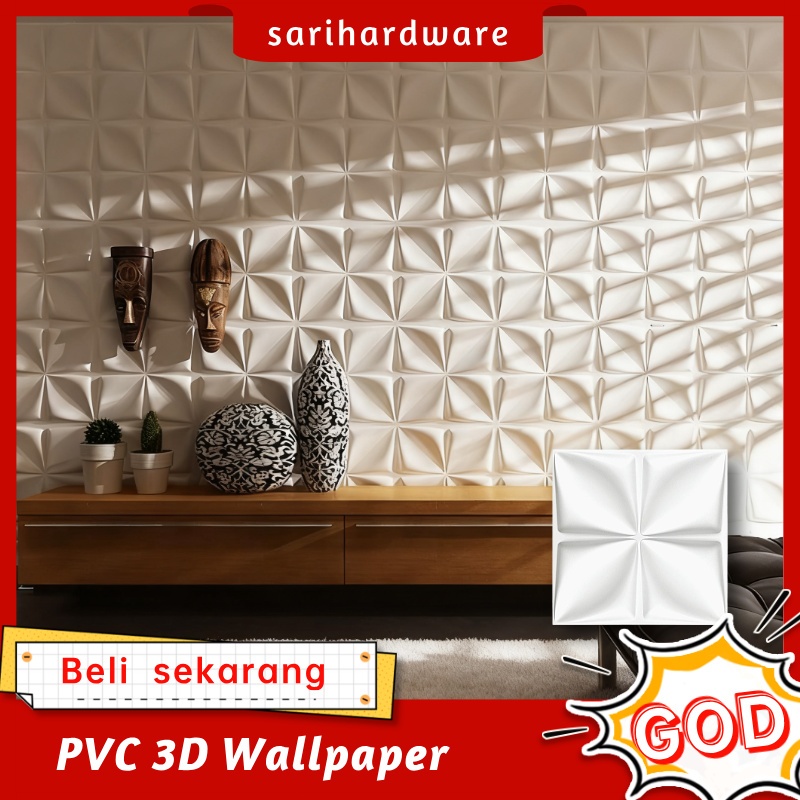 Wall Panel 3D PVC Wallpaper Dinding Wallpanel 30x30cm & 50x50cm - Dinding Dekorasi Anti Kelembaban M