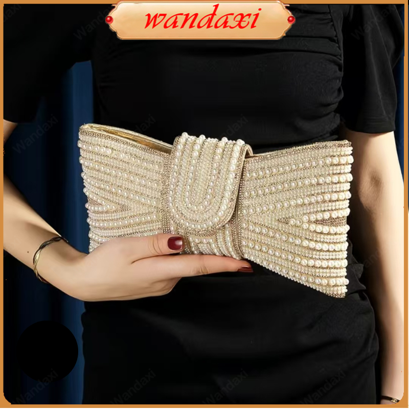 Tas Kondangan Wanita Kristal Mutiara Mewah 2in1 || Clutch Pesta Wanita Elegan 2in1 Tas Pesta Clutch 