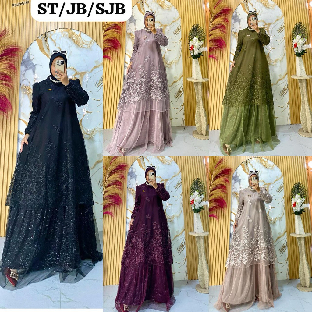GAMIS MALAYU DEWASA BAHAN TILLE MIX MARBELLA UV TUTU PREMIUM SET HIJAB
