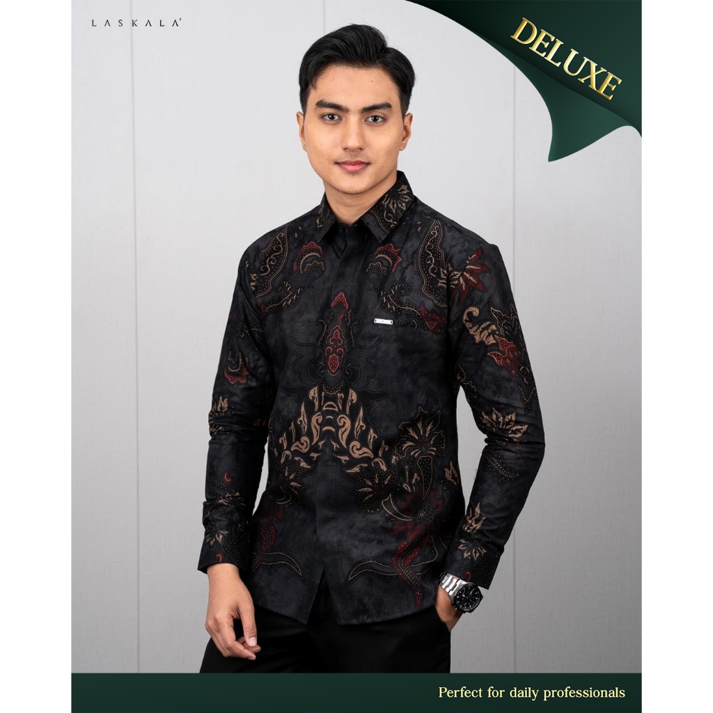 Laskala Batik Kamal Kemeja Batik Pria Slimfit Lengan Panjang