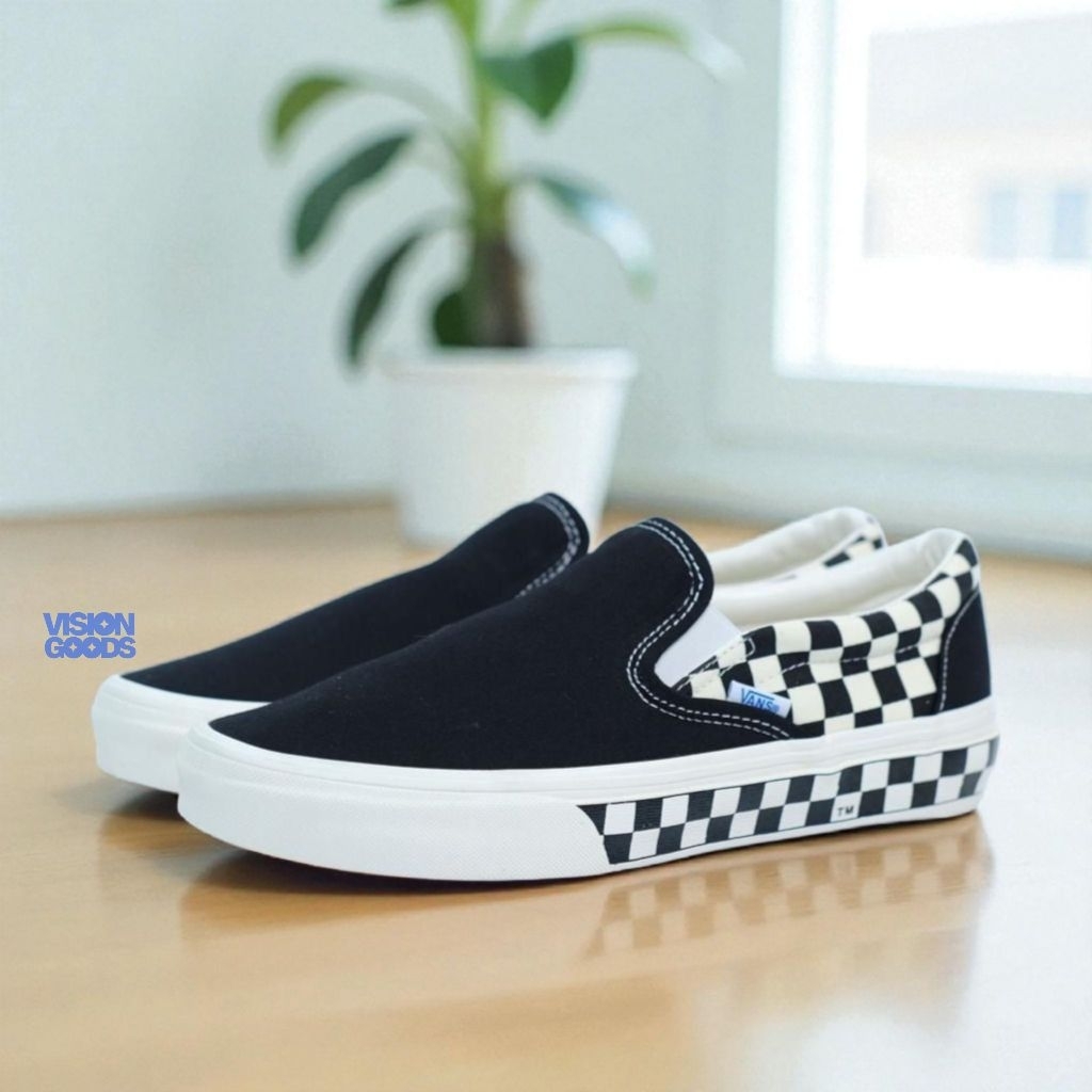Sepatu Pria Wanita Vans Slip On Sidewall Black