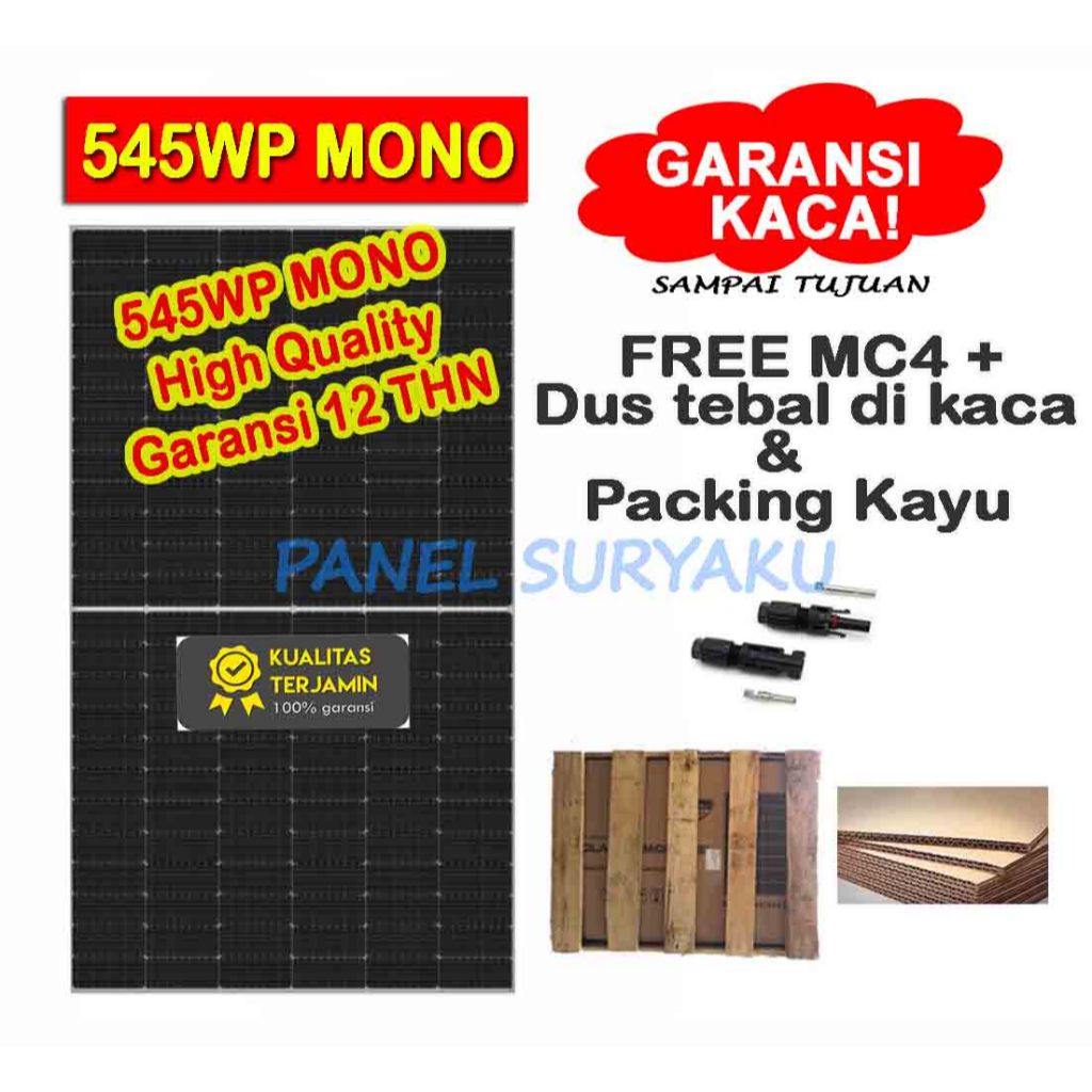 Solar Panel Surya 540wp Mono Solar Cell Panel Surya 540wp Mono Packing Kayu + MC4