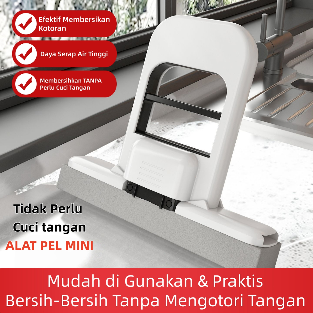 Alat Pel Mini Lipat Alat Pembersih Kaca Mini Portable Folding Mop Pembersih Cermin dan Wastafel
