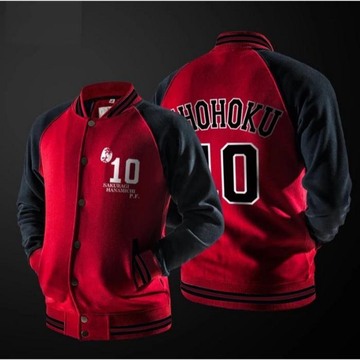 Jaket Varsity Anime Slam Dunk Shohoku Merah Hitam