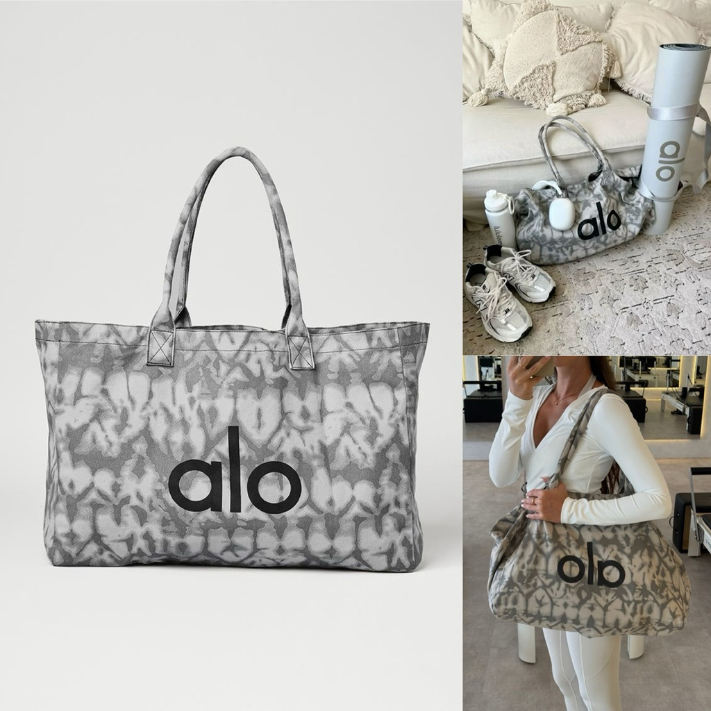 [NEW] Ready Original 100% Alo Yoga Tie Dye Grey Tote Bag | Authentic ALO Shopper Bag