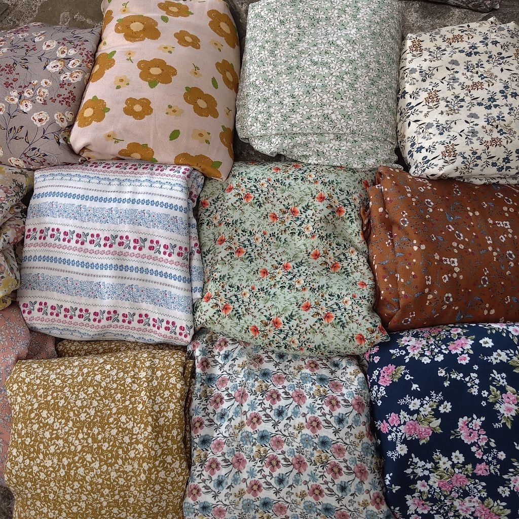 KAIN RAYON VISCOSE PREMIUM MOTIF BUNGA KECIL - KAIN KATUN RAYON MOTIF KEMBANG KECIL HARGA PERSETENGA