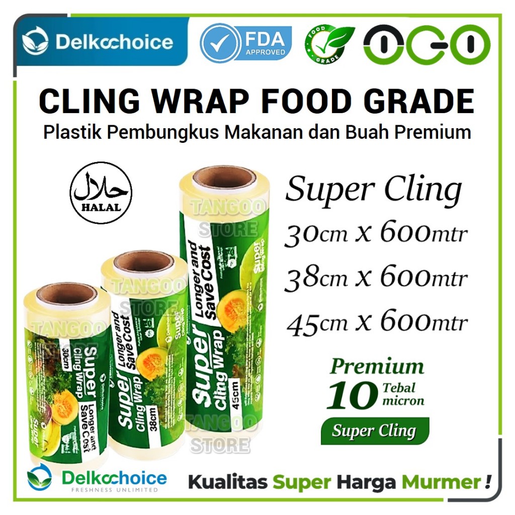 Plastik Pembungkus Buah dan Makanan Food Grade Halal FDA - Delko Super Cling Wrap Premium Satuan