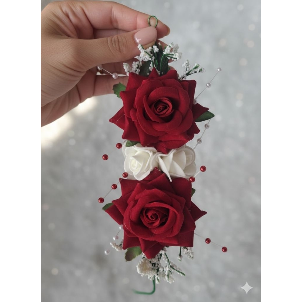 Aksesoris Sanggul Bunga mawar / Bunga Semanggi / Hiasan Sanggul