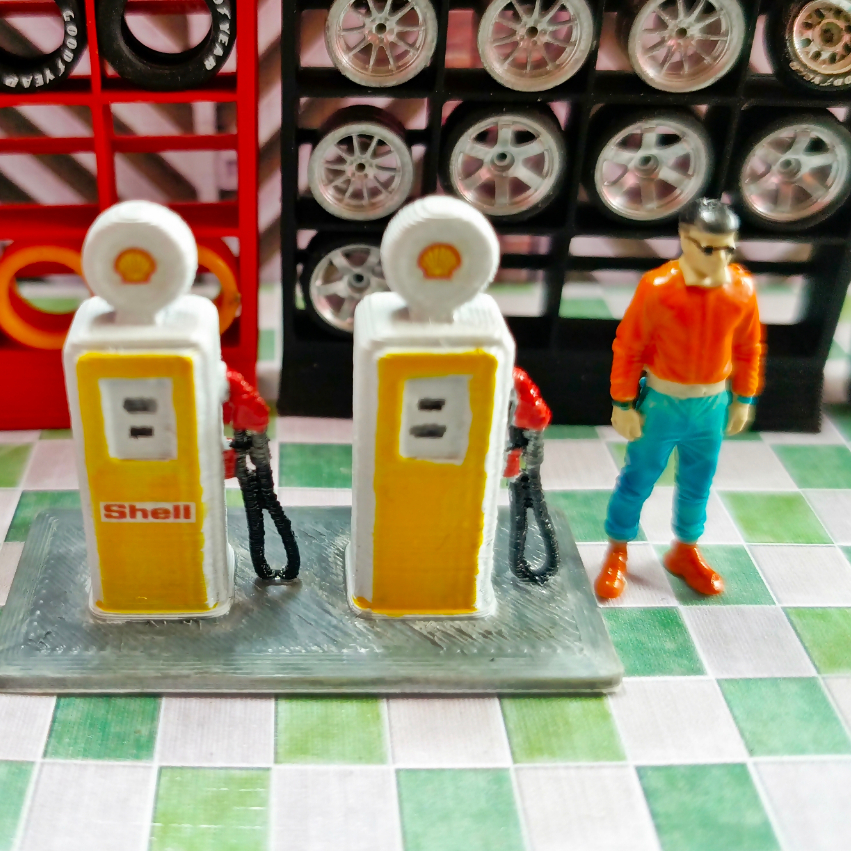 Gas Stion/ SPBU Shell, Miniatur Mesin Pom Bensin Shell Untuk Skala 64. hotwheels, Mini GT, Tomica dl