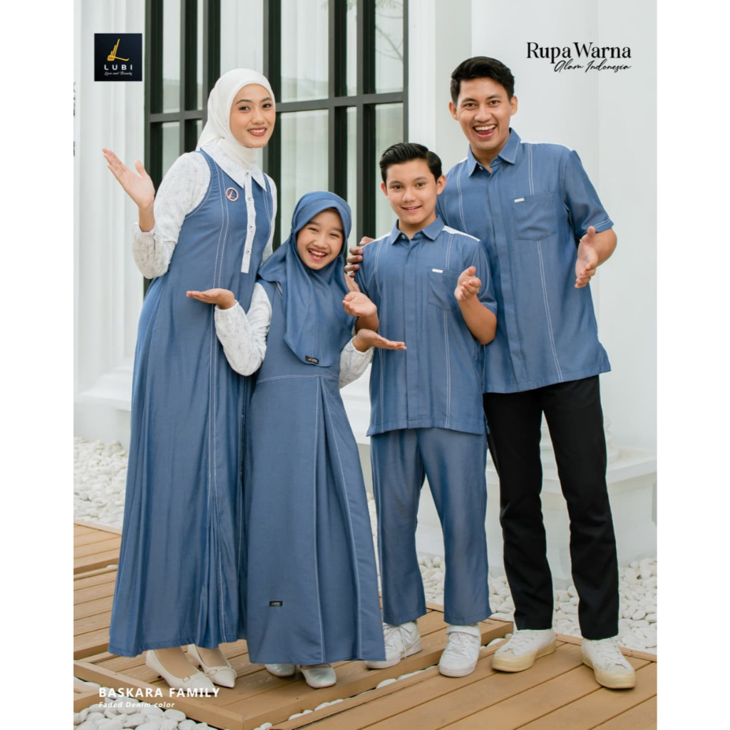 SARIMBIT LUBI BASKARA FAMILY FADED DENIM KELUARGA TERBARU 2026  BY LUBI FASHION - BAJU GAMIS DRESS W
