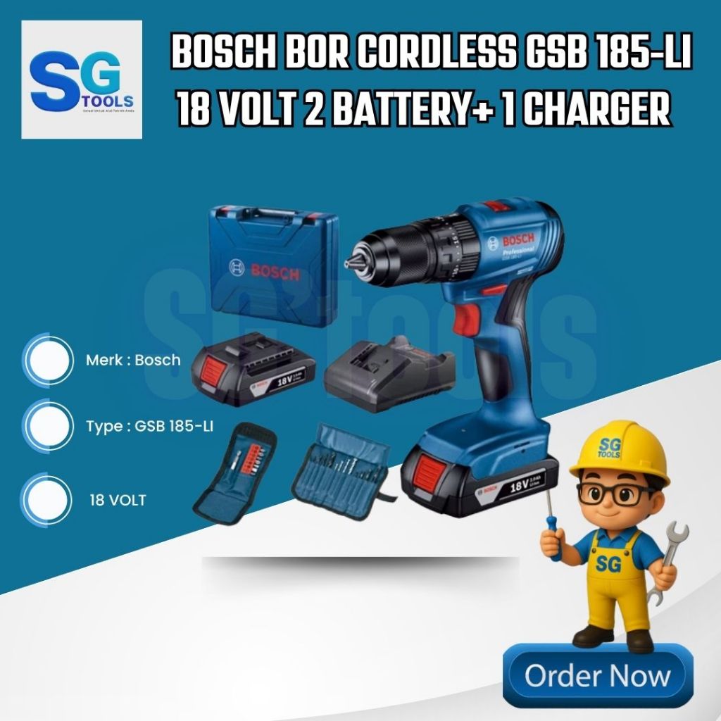 Bosch Mesin Bor Cordless Impact Drill GSB 185 Li Gen-3 Bosch - Mesin Bor Batere GSB 185 Bosch - Mesi