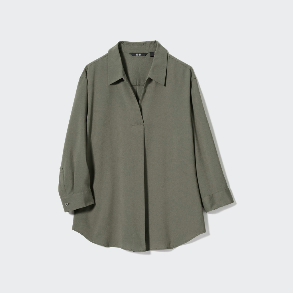 Uniqlo Rayon Skipper Collar 3/4 Sleeve Blouse | Blus Uniqlo Rayon Kerah Skipper Lengan 3/4