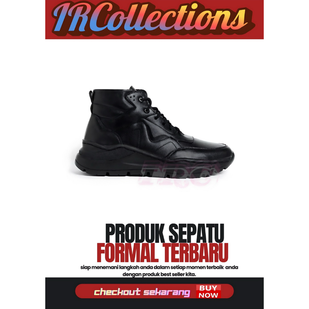 IRCollections Jaguar Black Series - Sepatu Safety Pria Oxford Touring Formal Pantofel High 5 cm