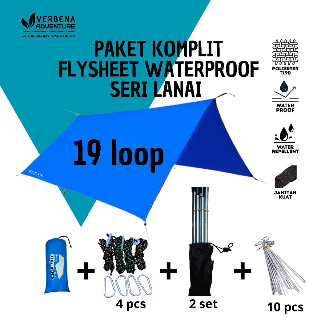 Verbena Adventure ll Paket  lengkap flysheet 4x6  waterproof anti air