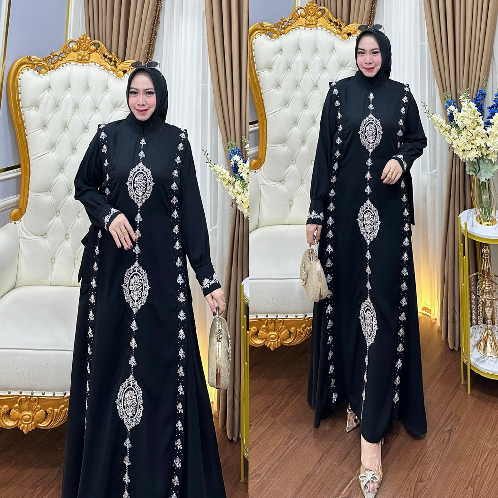 YAYA BUTIK Gamis Kanaya Bordir gamis lebaran murah gamis mewah gamis bordir gamis pesta kekinian baj