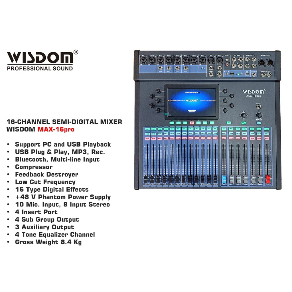 Mixer Semi Digital 16 Channel Wisdom MAX-16PRO