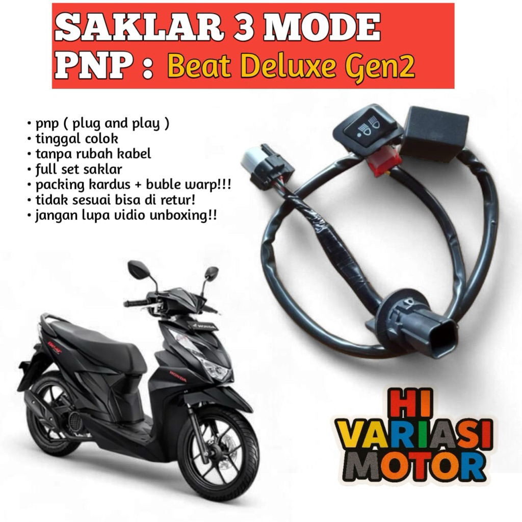 Saklar beat deluxe 3 mode saklar lampu utama motor beat deluxe 2020 2021 2022 2023
