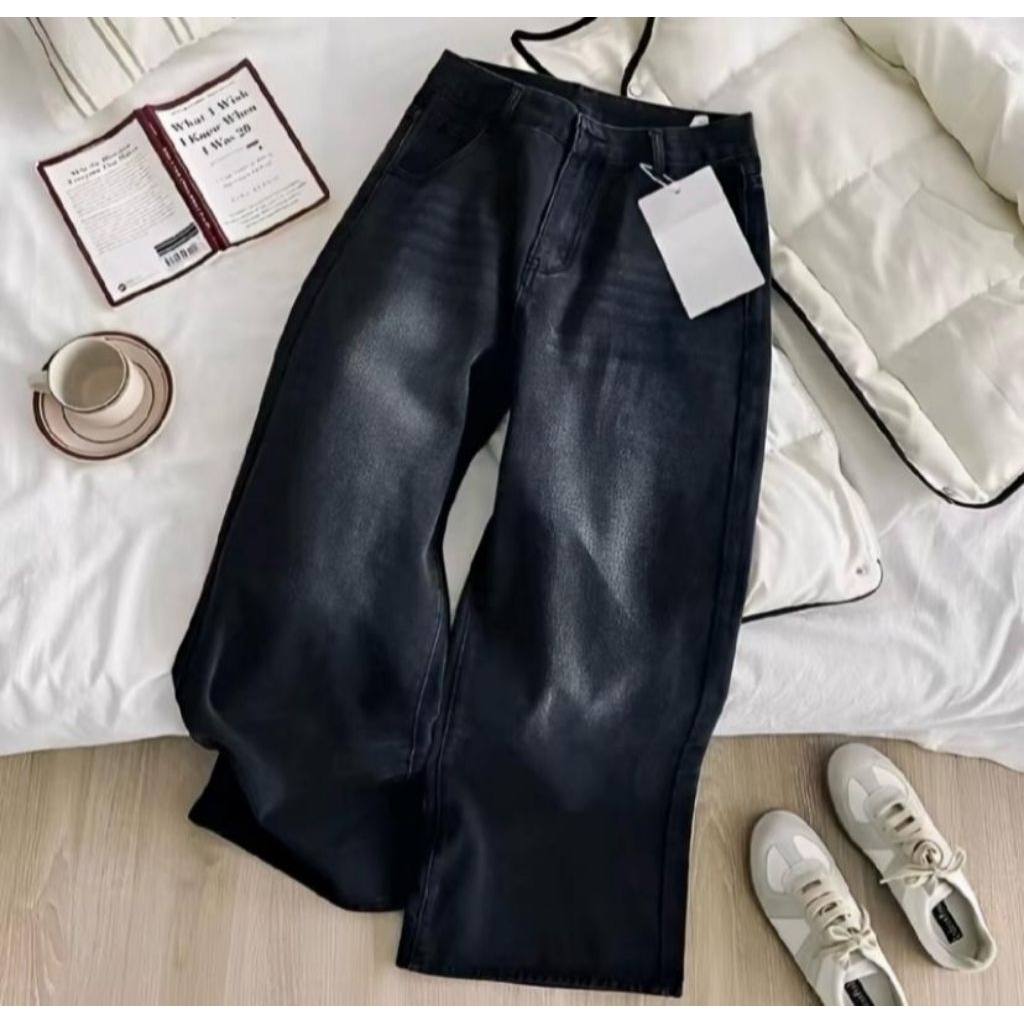 Celana Jeans Gombrong Whisker//Celana Gombrong Kekinian//Highwaist Celana Jeans Gombrong Baggy Pants