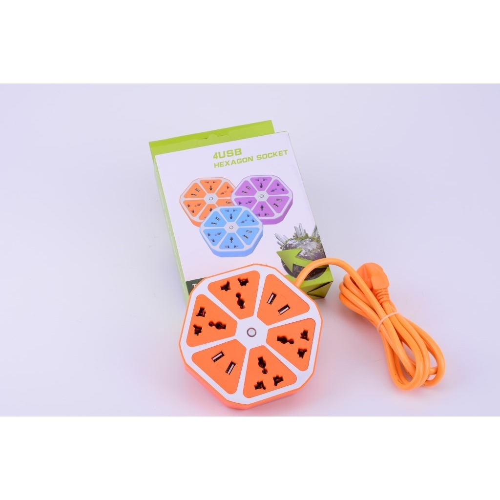 Stop Kontak & USB Soket Segi Enam Stop Kontak Saklar ON / OFF Colokan Multifungsi Vanstar Atn SNI