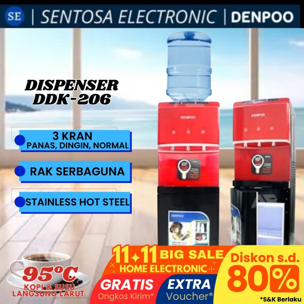 Dispenser Galon Atas Kompresor Low Watt Denpoo DDK 206