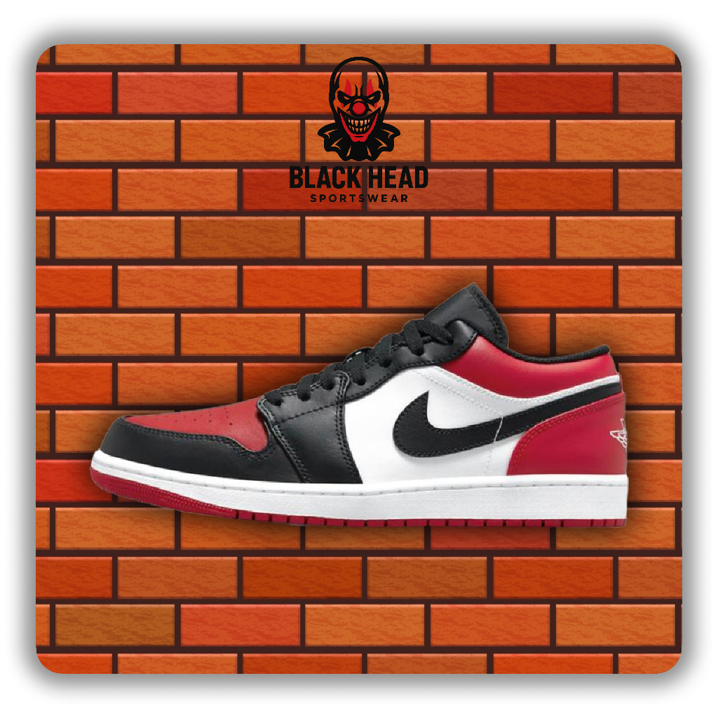 Sepatu Sneakers Hitam Merah Stylish Jordan Low Bred Toe – Black Head Sportswear