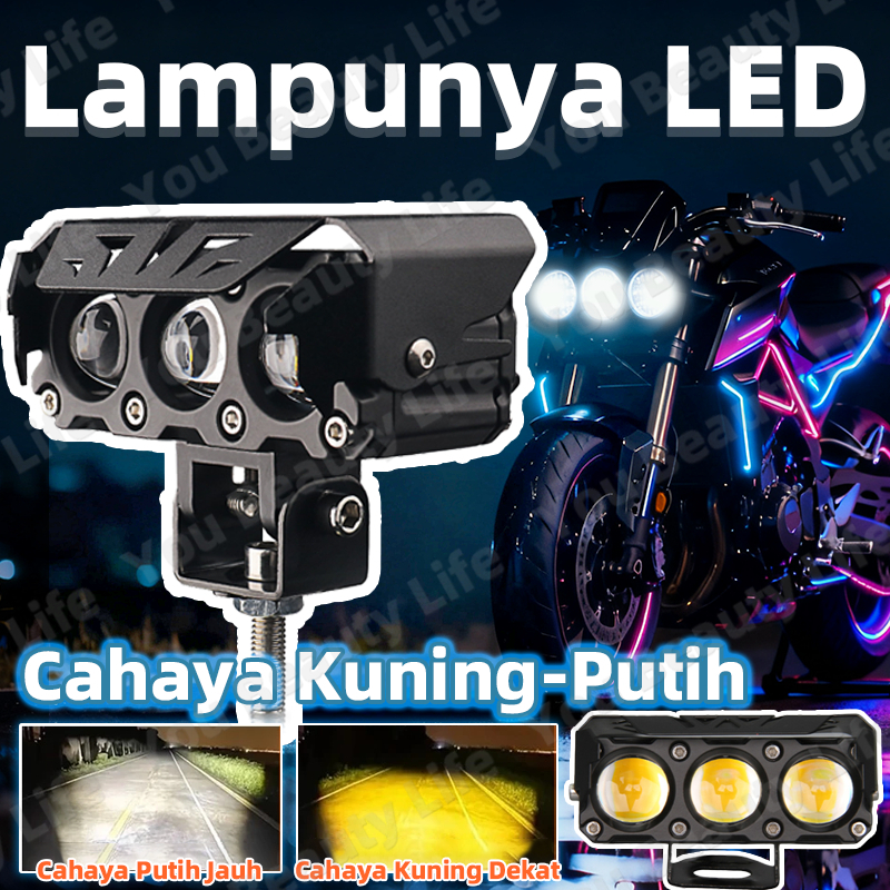 Lampu Tembak Led Foglamp 150W 10000LM IP68 DC 9V-85V CR7 SQL 3 Mata 3 Warna Kendaraan Listrik MOTOR 