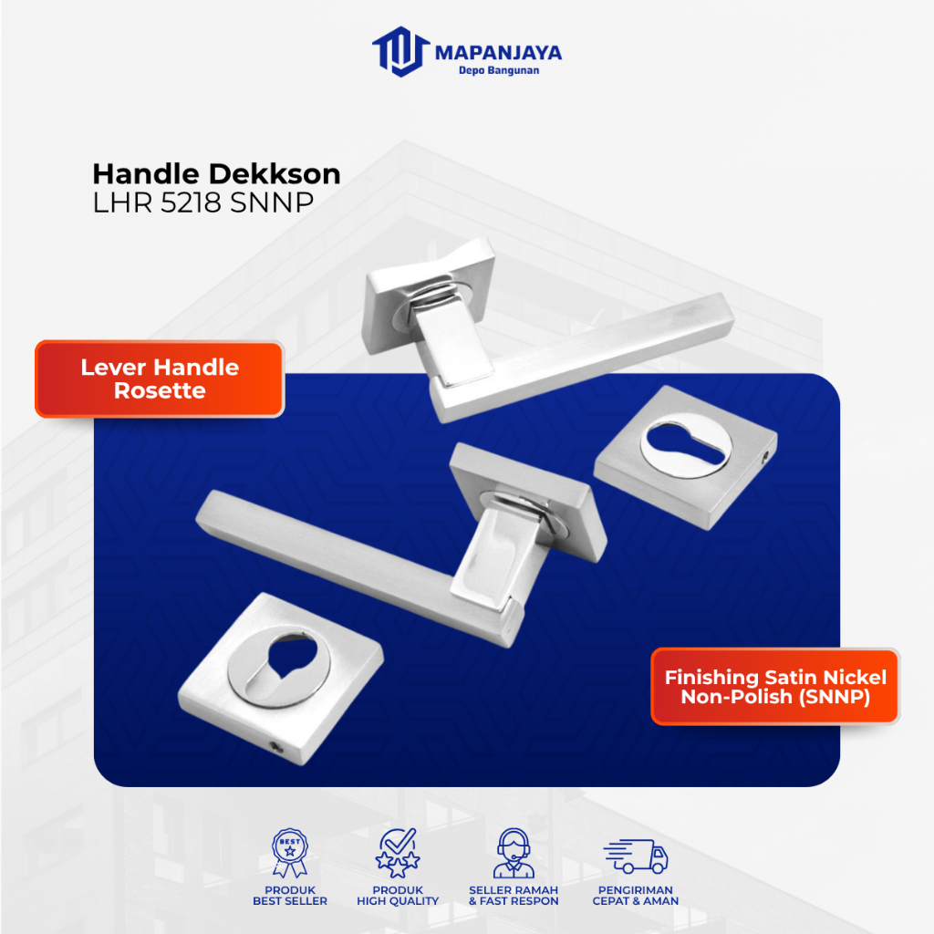 Gagang Pintu DEKKSON LHR 5218 SNNP – Lever Handle Rosette Silver Satin Nickel - Handle Pintu - Handl