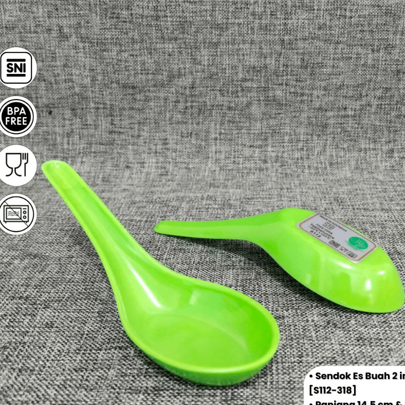 1 Lusin Sendok Bebek Melamin Tebal Hitam Warna Hijau Sendok Sup Plastik