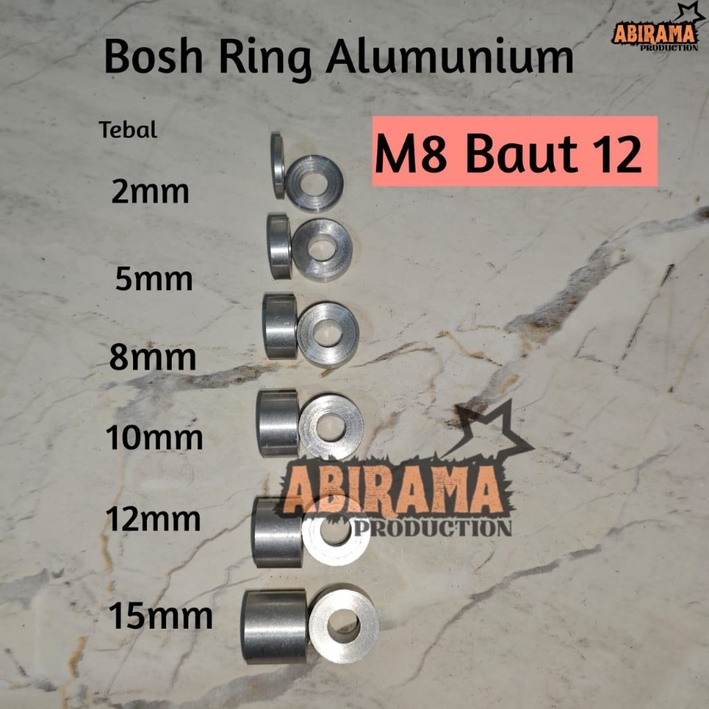 Bosh Ring Alumunium dural M8 Baut 12 Universal Pnp Tromol Gear Kaliper Underbone Motor