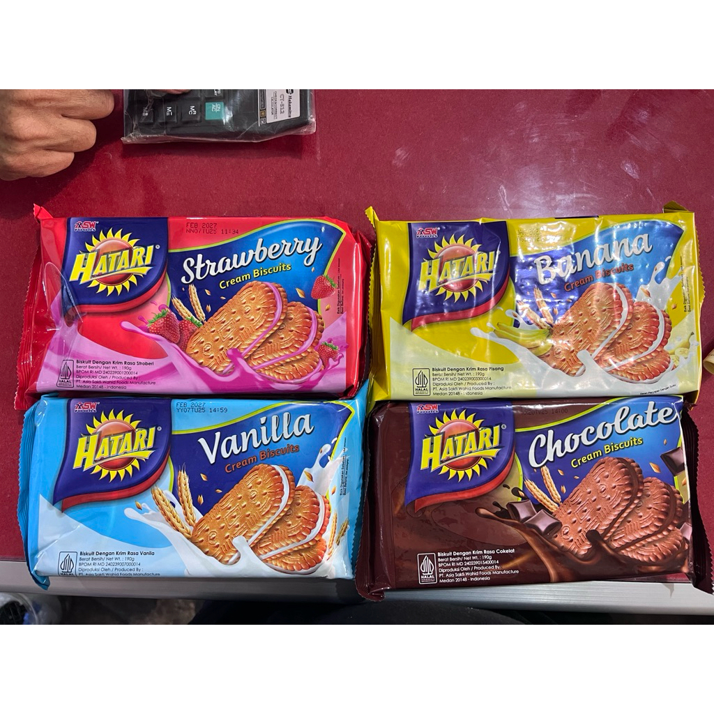 Biskuit Hatari 190gram Coklat,Stoberi,Pisang,Vanilla