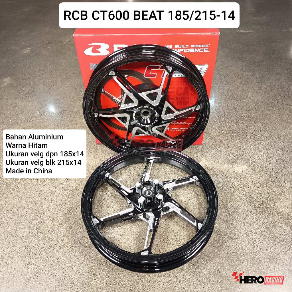VELG RACING BOY CT600 MOTOR BEAT 185/215 RING 14 HITAM PELEF VELEG ORIGINAL RCB