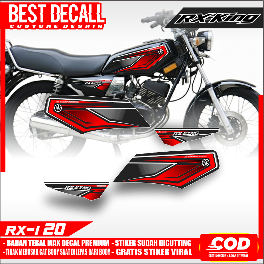 Striping Sticker Transparan UV RX-King Bahan MaxDecal Desain Minimalis Warna Merah| Pink RX-I 20