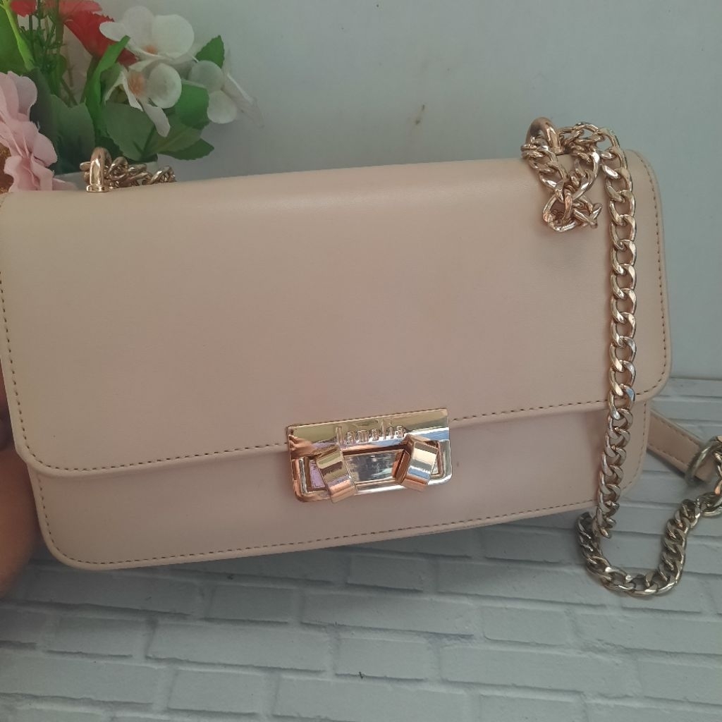 PL tas wanita tali rantai cream