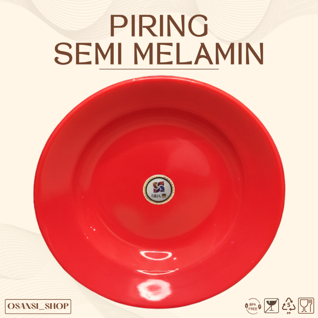 PIRING SEMI MELAMIN 6 PCS BERKUALITAS WARNA MERAH