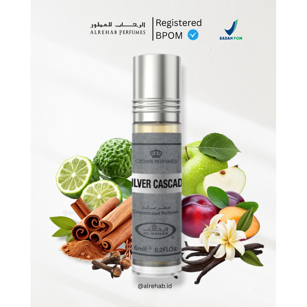 Al Rehab Parfum Silver Cascade Original  Roll on 6ml