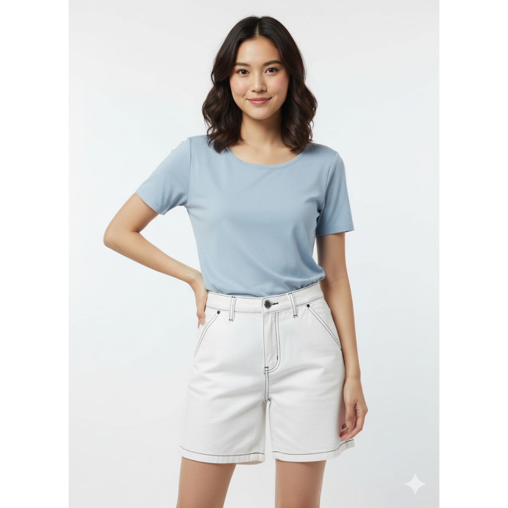 Pants Denim short ann taylor LOFT white celana pendek putih branded wanita