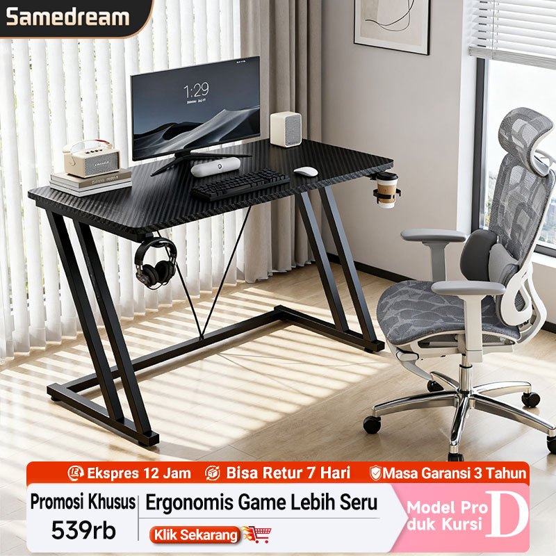 Meja Komputer Meja Gaming serat karbon Meja Gamer split Meja Kantor Minimalis untuk Esport & Streami