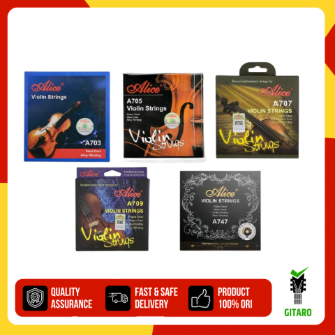 1 Set Senar Biola Violin Alice Original Terlengkap Mulai dari Plated Steel , Nylon Core , Al-mg , Si