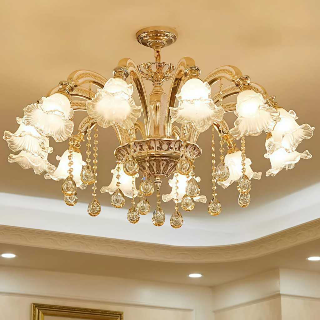 LUXFORCE Lampu Hias Gantung Kristal Bunga Mewah Dan Elegan Fitting E14 / Lampu Gantung Kristal