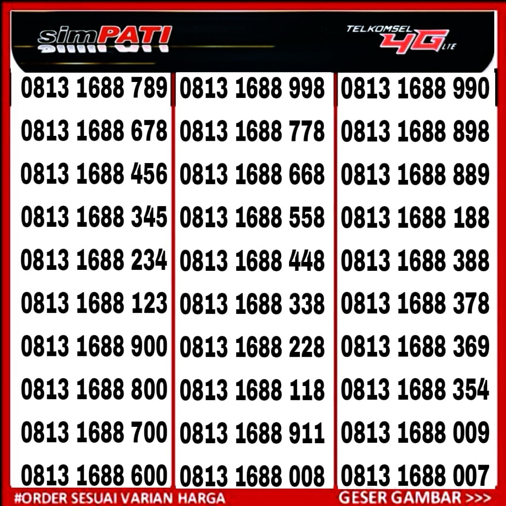 Nomor cantik Telkomsel simpati 11 digit kartu perdana Telkomsel nomer cantik 11digit prabayar seri i
