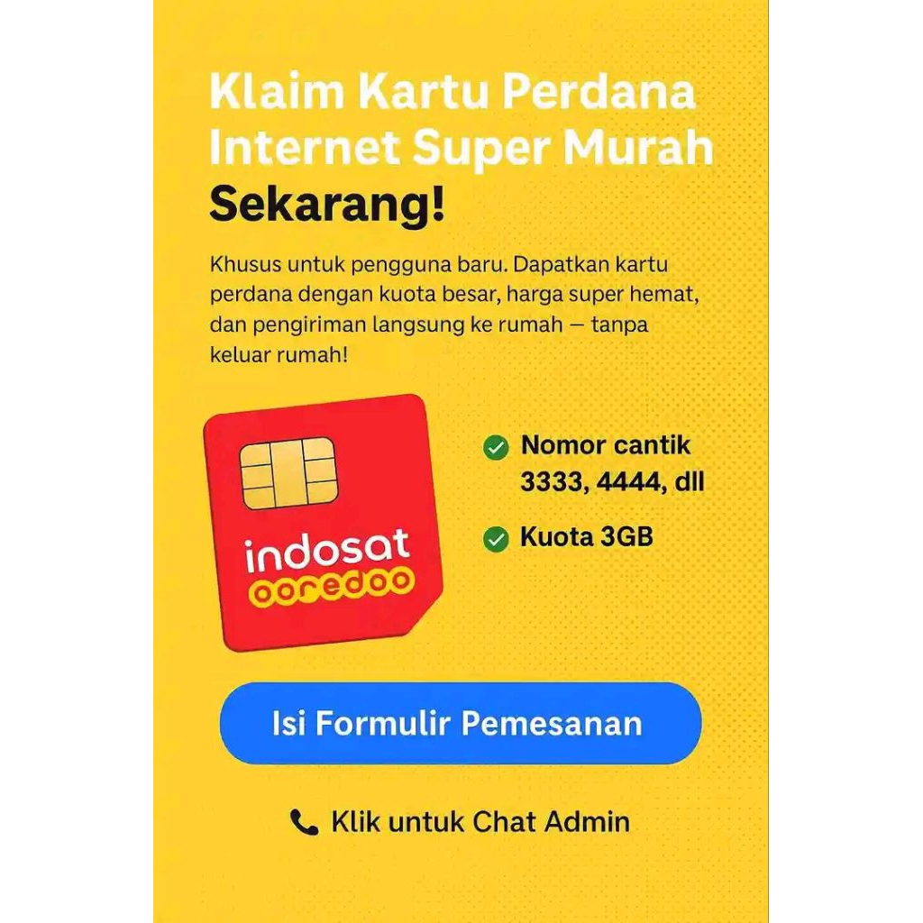 Kartu Perdana im3 dengan nomor cantik