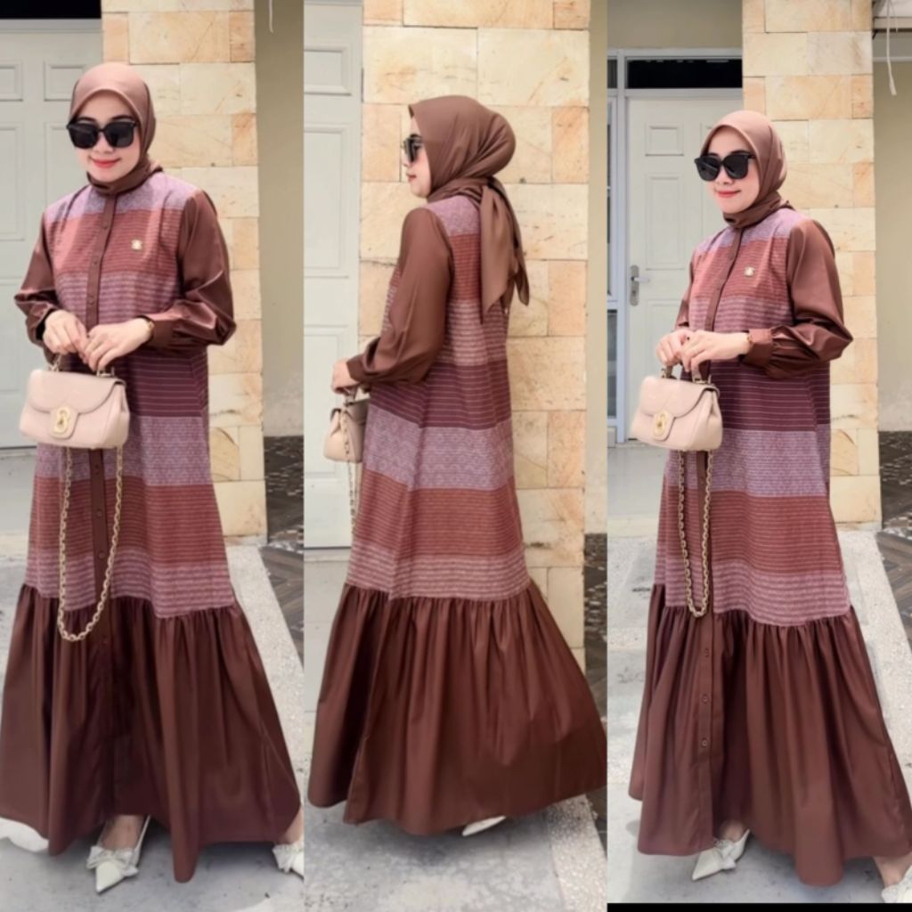Dress dimara/ dress Dimara katun triset dress bahan katun triset gamis premium / dimara Original