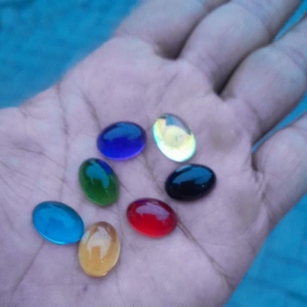 7 pcs batu akik 14x10 mm king safir king rubi siam blue topaz yelow citrine kalimaya pelangi emerald